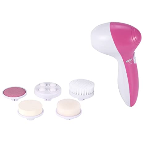 5 in 1 facial cleansing and massage brush, pink