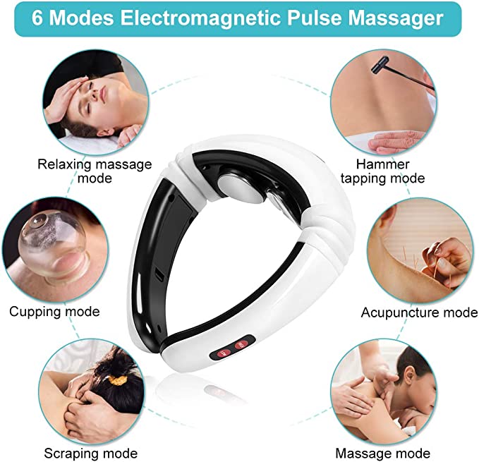Cervical Massager, Multifunctional Cervical Massager with 6 Modes, Electromagnetic Pulse Massager with Cervical Vertebra Heating and Massage Function