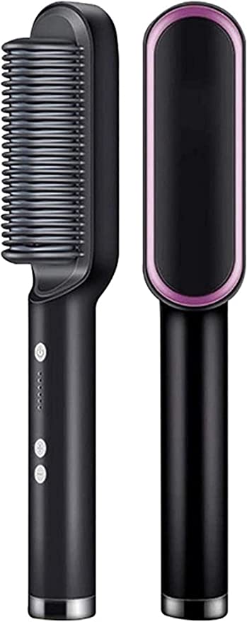 TTBDBFH Electric Hair Straightening Styler Tool,Portable 2 in 1 Hair Straightener Brush And Curling Iron,5 Temp Settings Anti-Scald,Hair Straightener Comb for Fast Styling,for all Hair Types