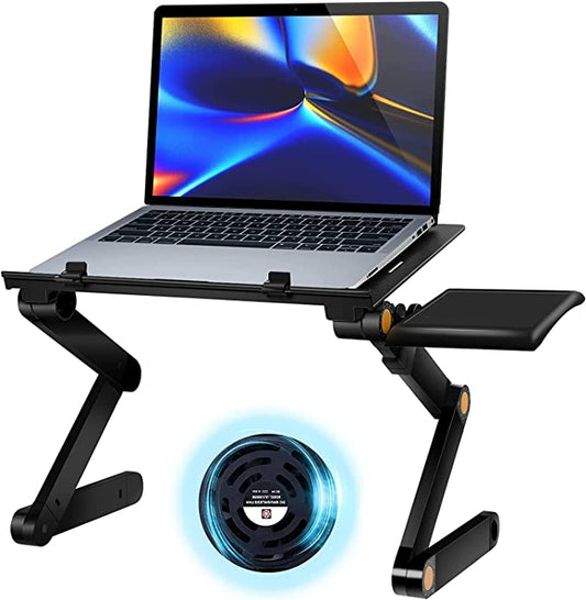 Laptop Stand with Fan, Height Adjustable Laptop Stand for Bed Sofa Desk